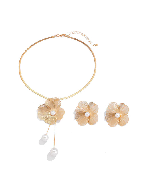 Pearl Floral Filigree Jewelry Set