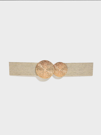 Gold Sunburst Buckle Elastic Waist Belt