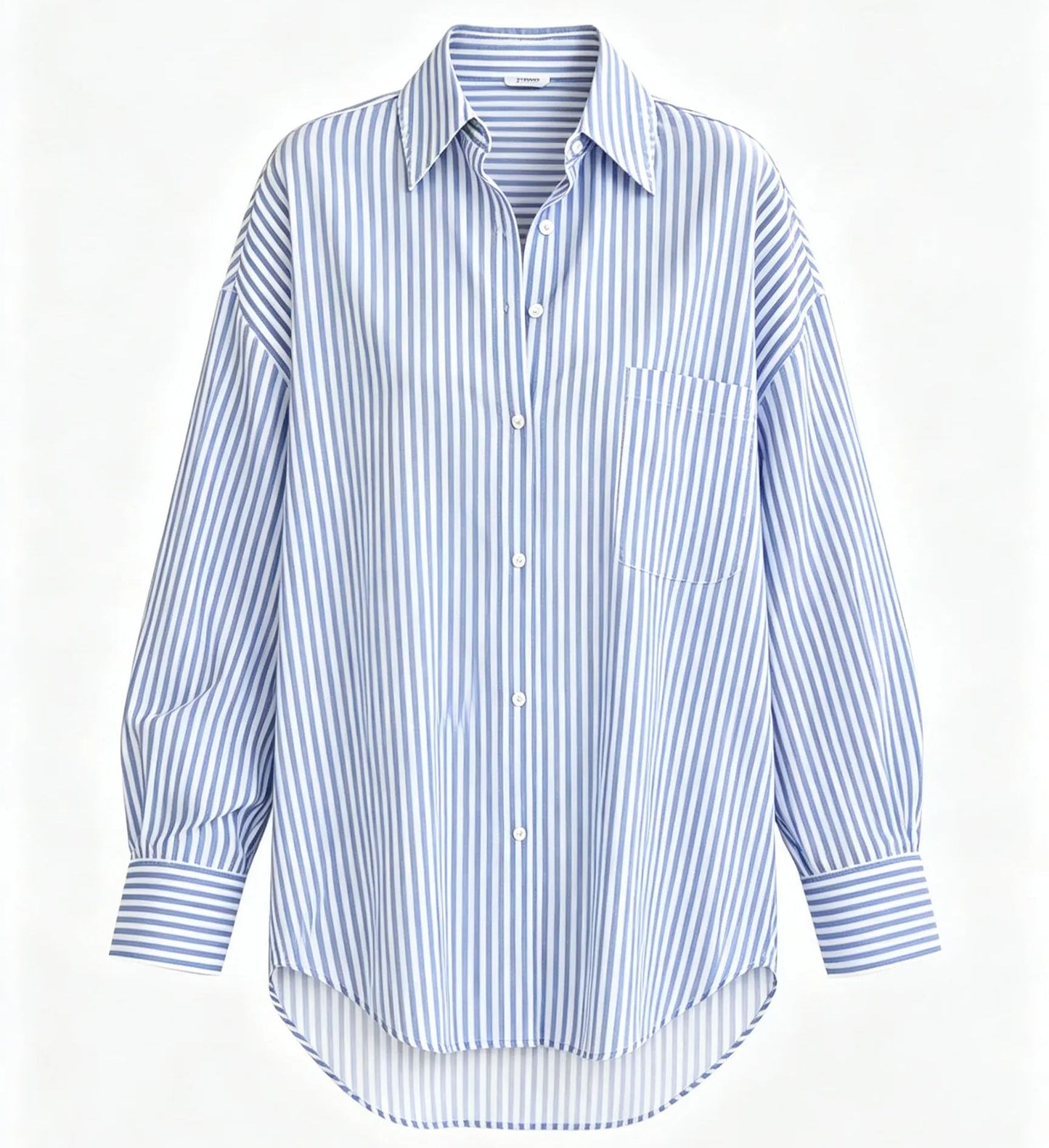 Oversized Blue & White Striped Shirt