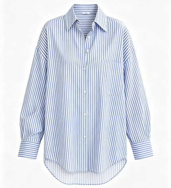 Oversized Blue & White Striped Shirt