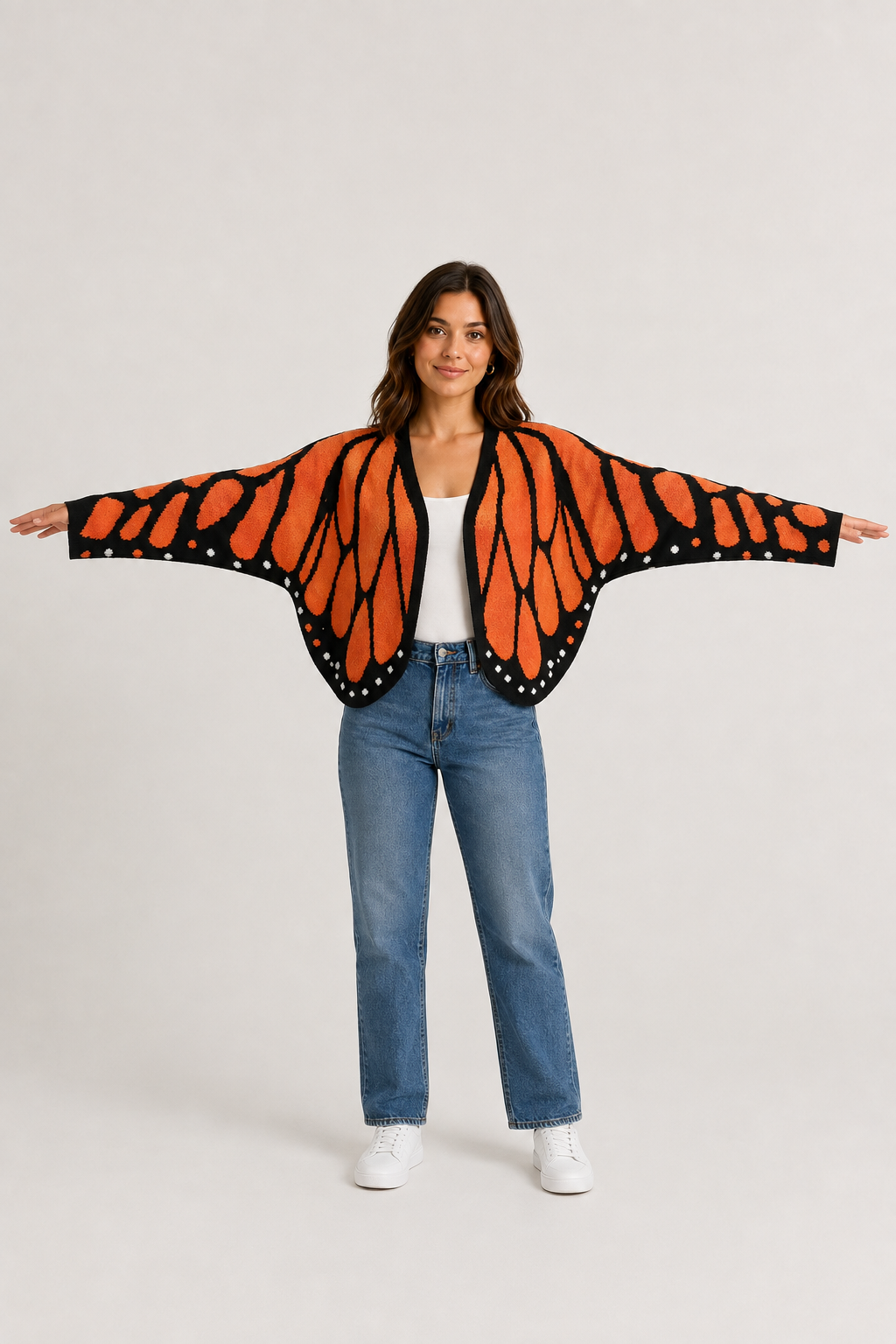 Monarch Butterfly Wing Knit Cardigan