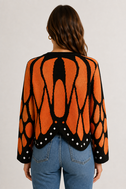 Monarch Butterfly Wing Knit Cardigan