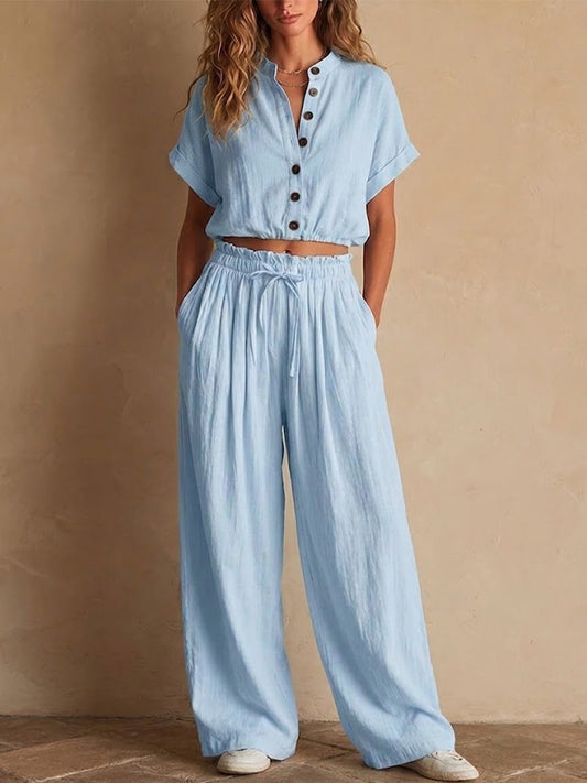 Crinkled Linen Two Piece Set
