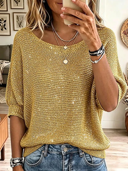 Vintage Elegant Glitter Knit Shirt