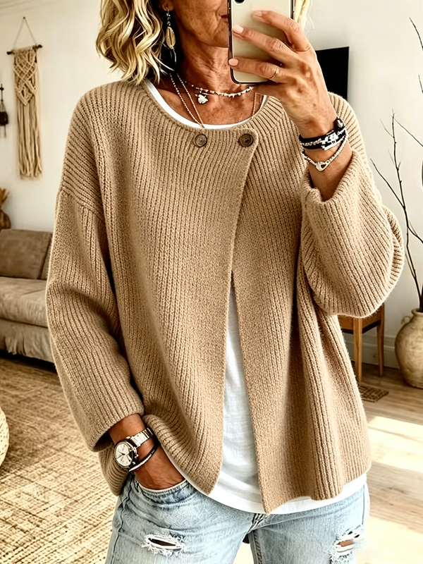 Cozy Ribbed Asymmetrical Knit Cardigan