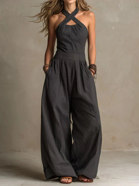 Elegant Jumpsuit with Crossed Neckline