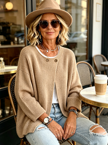 Cozy Ribbed Asymmetrical Knit Cardigan