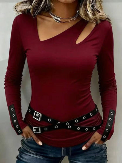 Edgy Stylish Cutout Long-sleeve Top