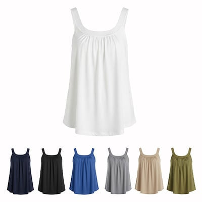 Solid Color Pleated Tank Top
